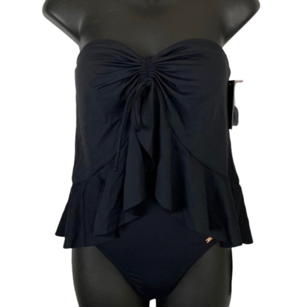 VINCE CAMUTO  Black 2-Piece Cruise Swimsuit NWT XS Convertible Strapless Tankini